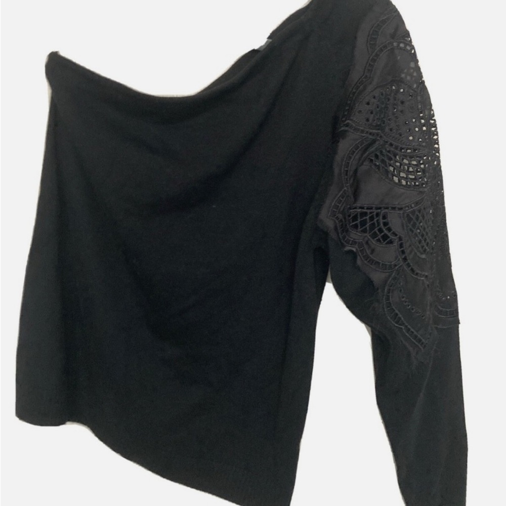 Chic Black Lace Sleeve Women's Blouse